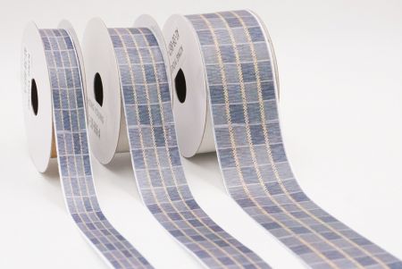 Graublau und Beige Karierter Band Set_AI